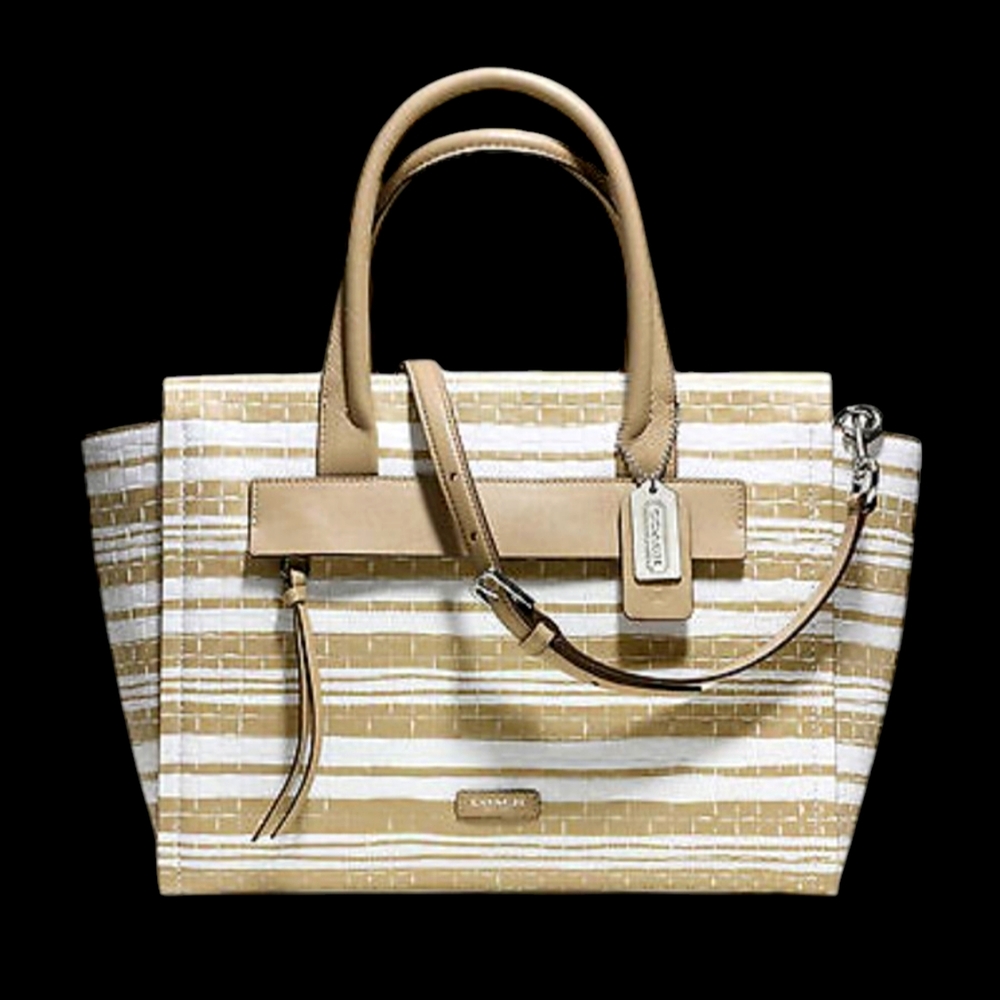 COACH 2014 BLEEKER MINI RILEY In EMBOSSED WOVEN LEATHER.